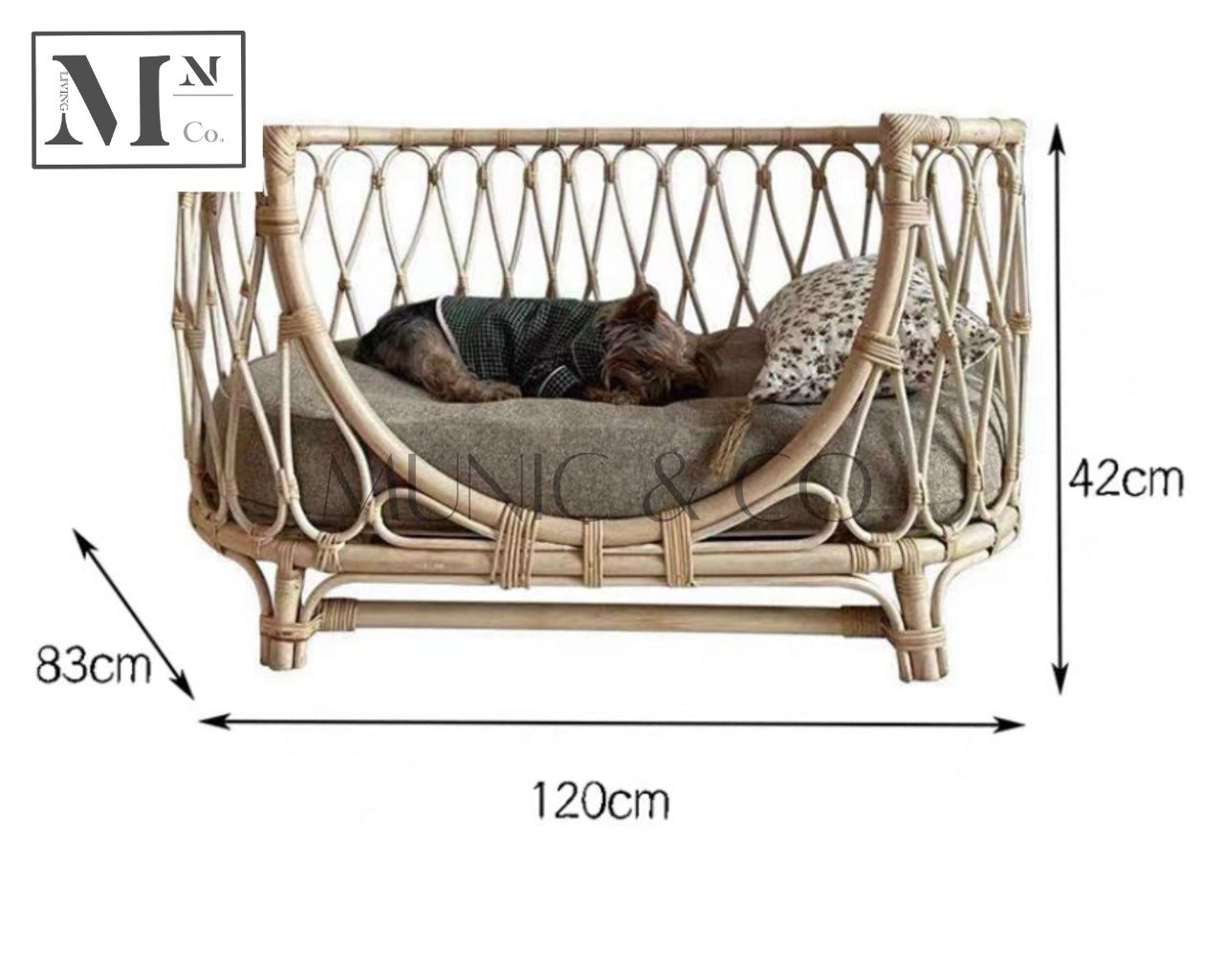 pawspals all natural rattan bed for dogs and cats.  pets rattan bed large (120lx42wx42h)