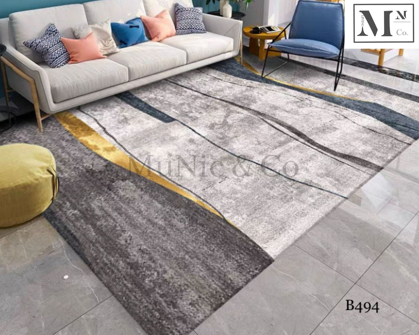 boujx blue series.  modern indoor dustfree rugs