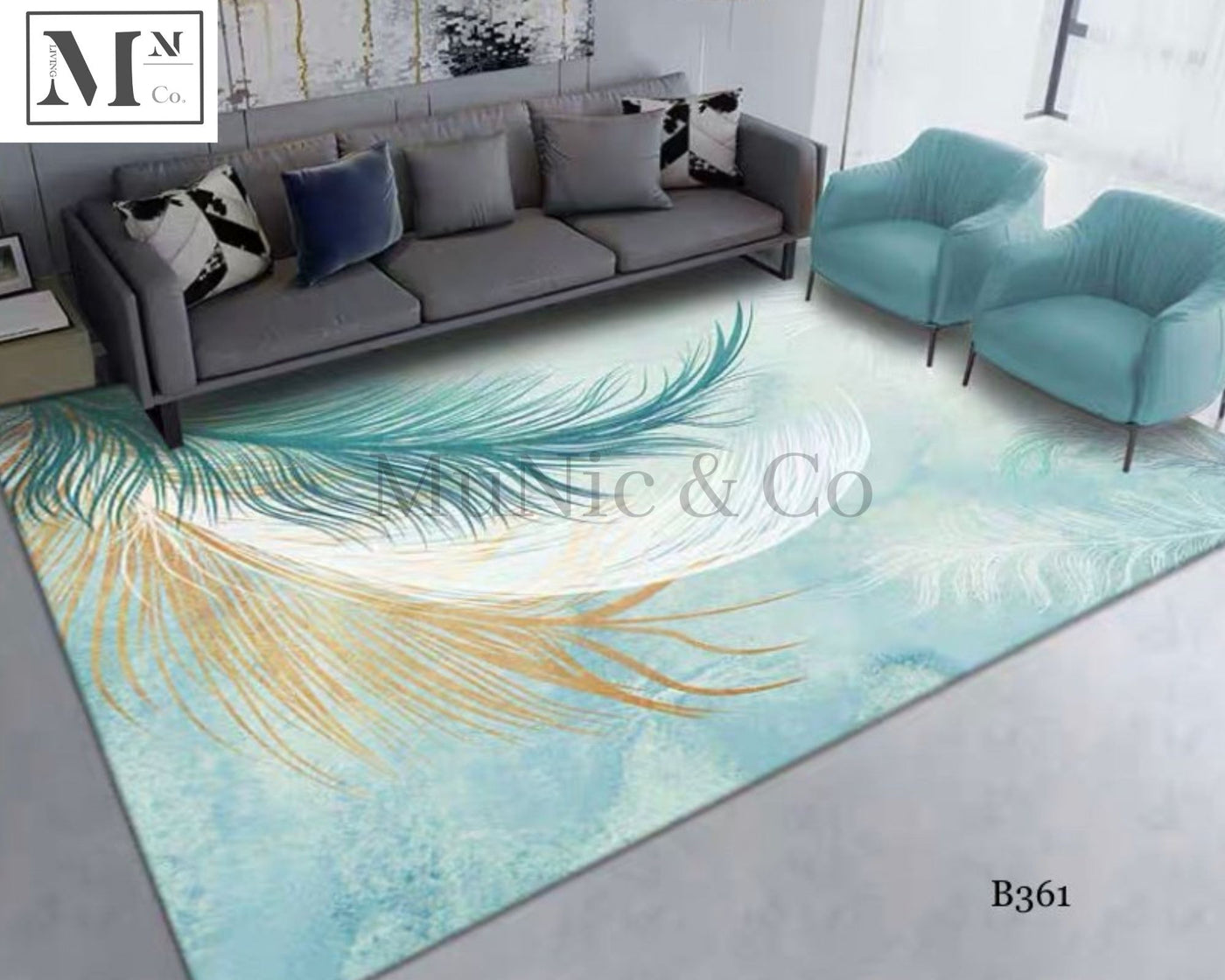 boujx blue series.  modern indoor dustfree rugs