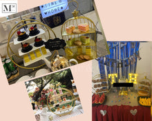 Load image into Gallery viewer, small high tea display. deliver in 12 days. small cakes and pastry display
