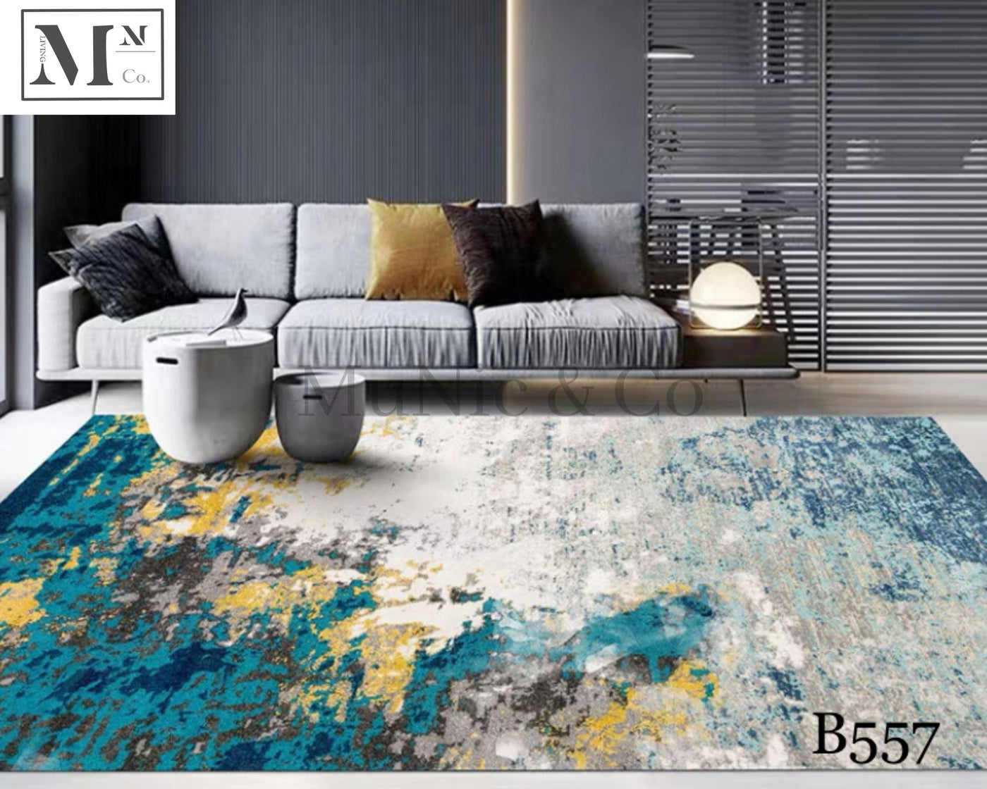 boujx blue series.  modern indoor dustfree rugs