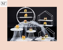 Load image into Gallery viewer, high tea 5-piece sets. deliver in 12 days. cakes and pastry display 5 piece white bundle p
