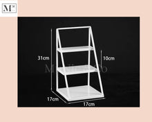 Load image into Gallery viewer, small high tea display. deliver in 12 days. small cakes and pastry display 3-tier white
