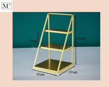 Load image into Gallery viewer, small high tea display. deliver in 12 days. small cakes and pastry display 3-tier gold
