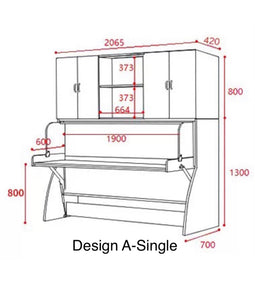 spaceup smart home horizontal murphy bed hidden bed 2-in-1 bed and study set