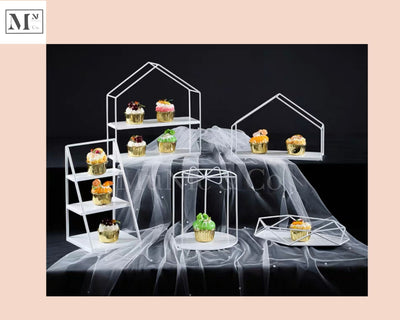 high tea 5-piece sets. deliver in 12 days. cakes and pastry display 5 piece white bundle m